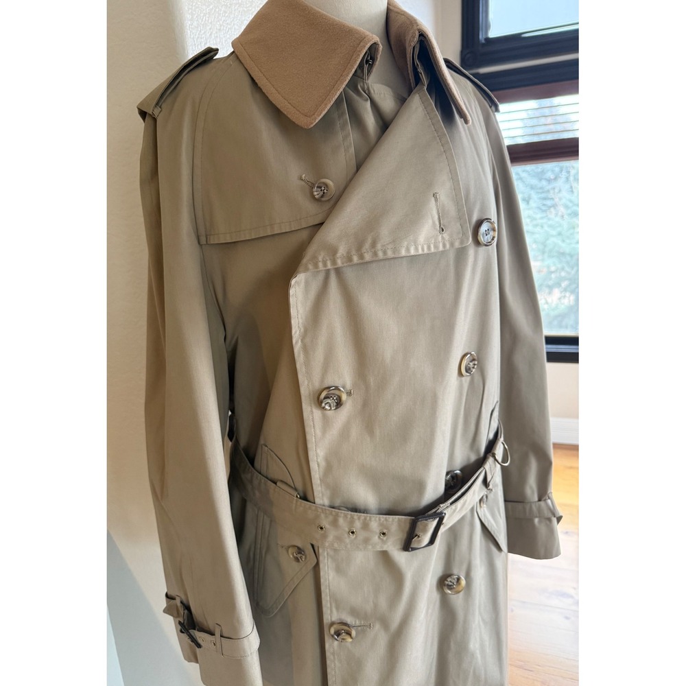 Jack Henry Mens Tan Double Breasted Over Coat Classic Graham Gunn Wool Liner 40R